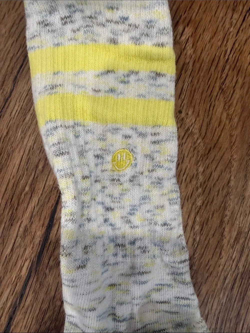 Tavi Pure Barre Crew Grip Socks in Yellow & Gray